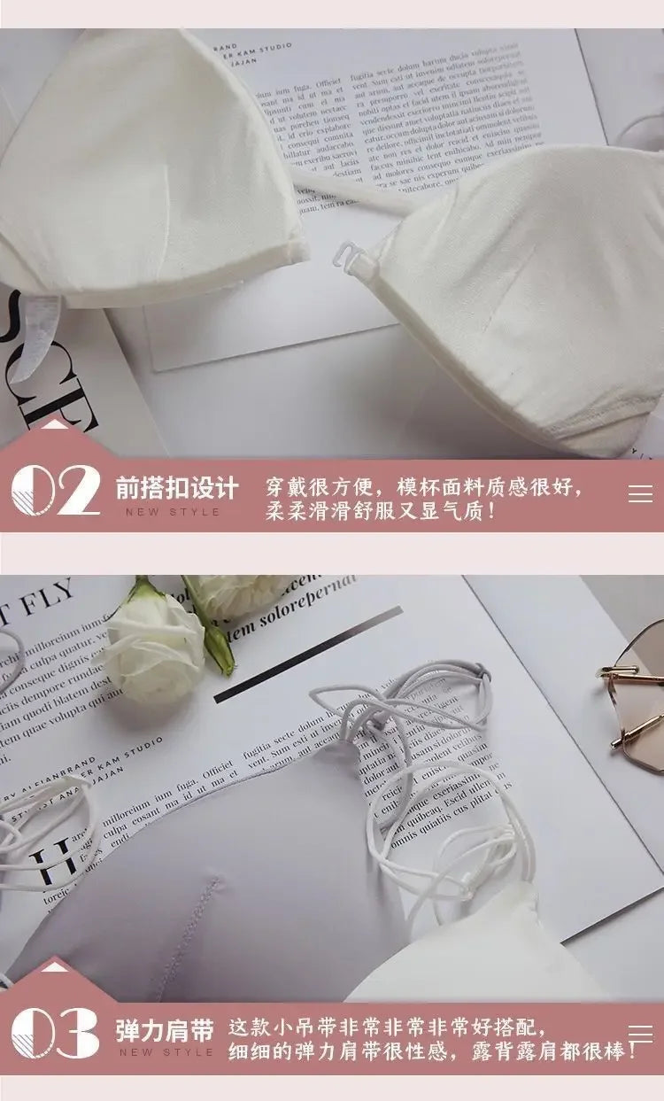 MOYISU Desire Sexy Girl Underwear Front Buckle Thin Shoulder Triangle Cup Thin Back Without Underwire Sexy Simple Bra Small Bra