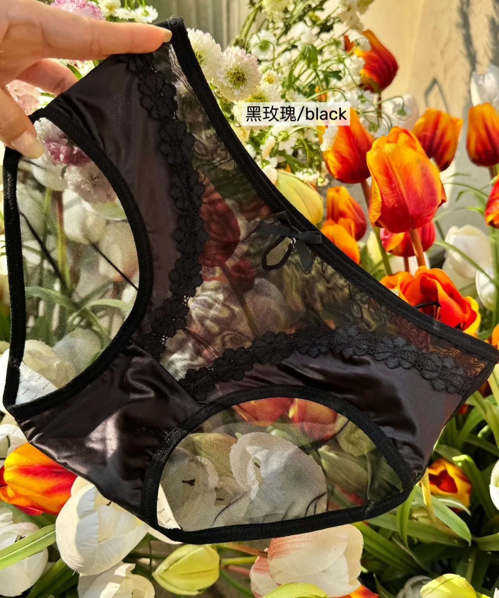 2026 Mid-waist Lace Panties Seamless Soft Mulberry Silk Bottom Crotch Women's Lace Panties Women