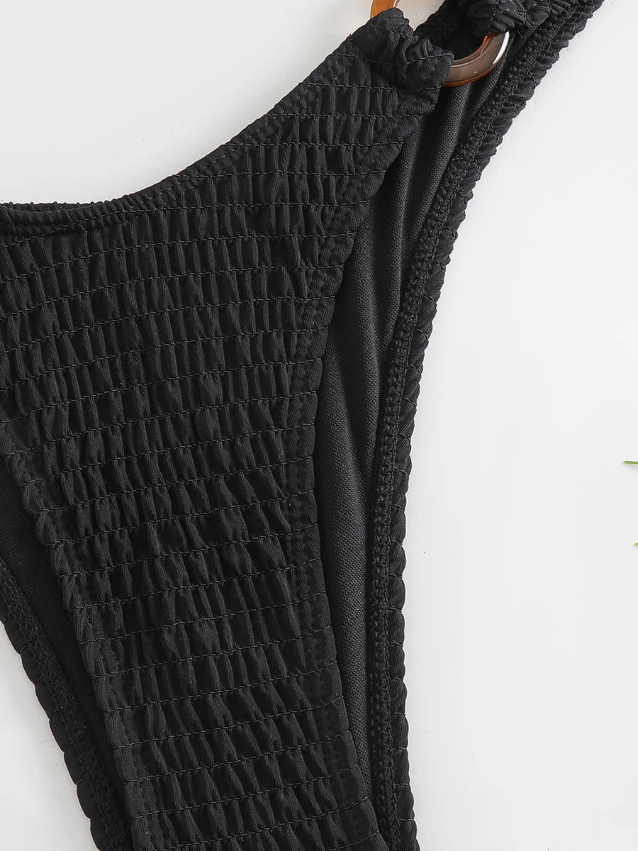 Ring Link Bandeau Bikini 2026 Women Brazilian Swimwear Female Sexy Swimsuit Solid Beachwear Bathers Bathing Swimming Swim Suit