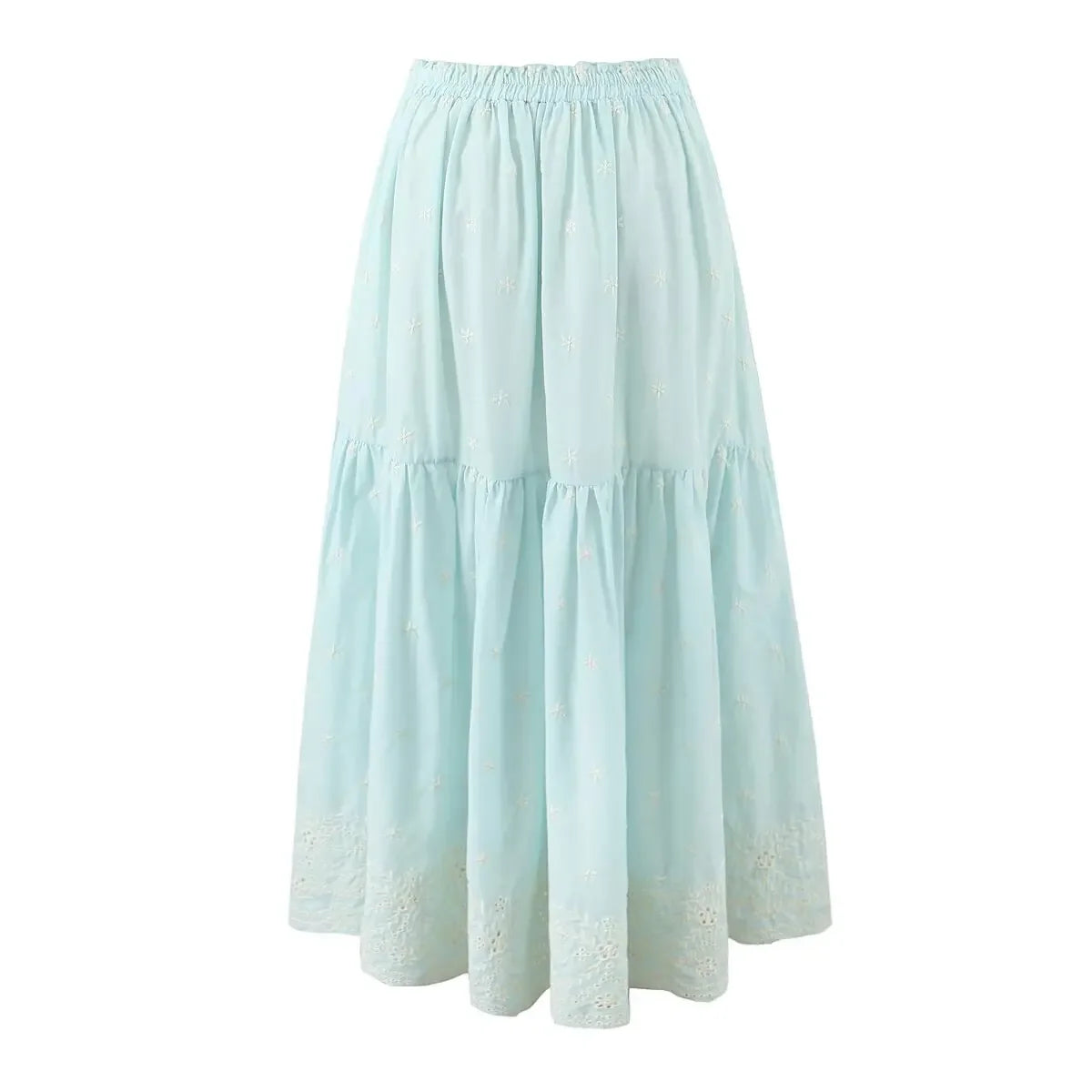 Sleeveless Top Skirt Two Pieces Matching Set for Women Light Blue Vintage Skirt Set French Style Embroidery Cotton Dress Set