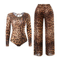 S - XXL 2026 With Pants Long Sleeve Leopard Women Swimwear One Piece Swimsuit Female High Leg Cut Bather Bathing Suit Swim V7349