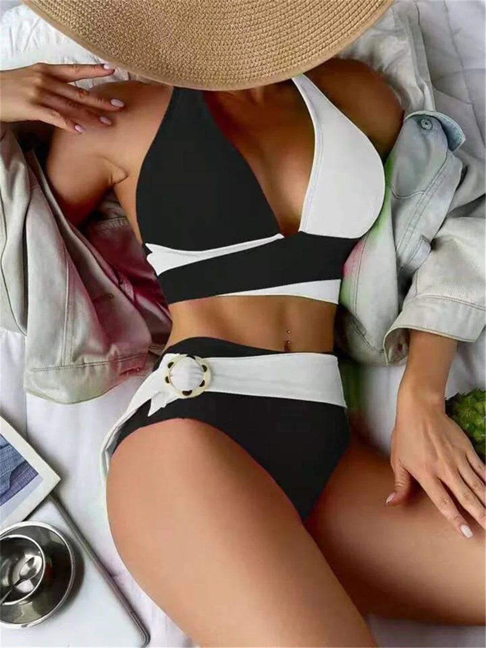 Sexy Halter Bikini 2026 Criss Cross Solid Swimsuit High Waist Swimwear Female Bathers Bathing Swimming Suit Padded Beachwear