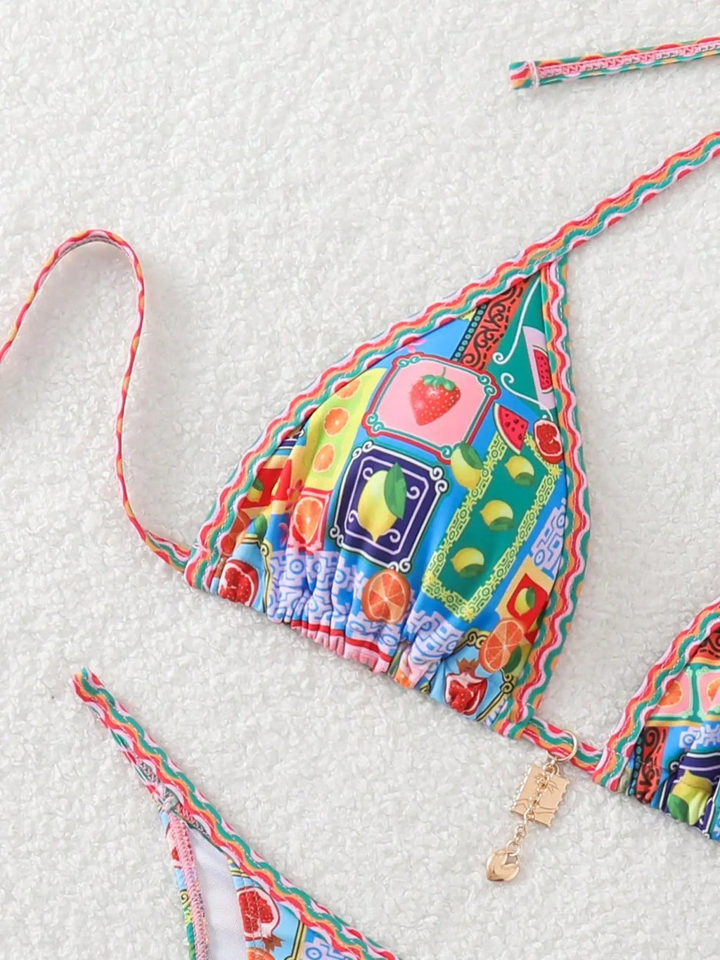 Sexy Tropical Print Bikini Set 2025 Women Halter Push Up Bra Thong Swimsuit Summer Holiday Bathing Suit Micro Swimwear Biquini