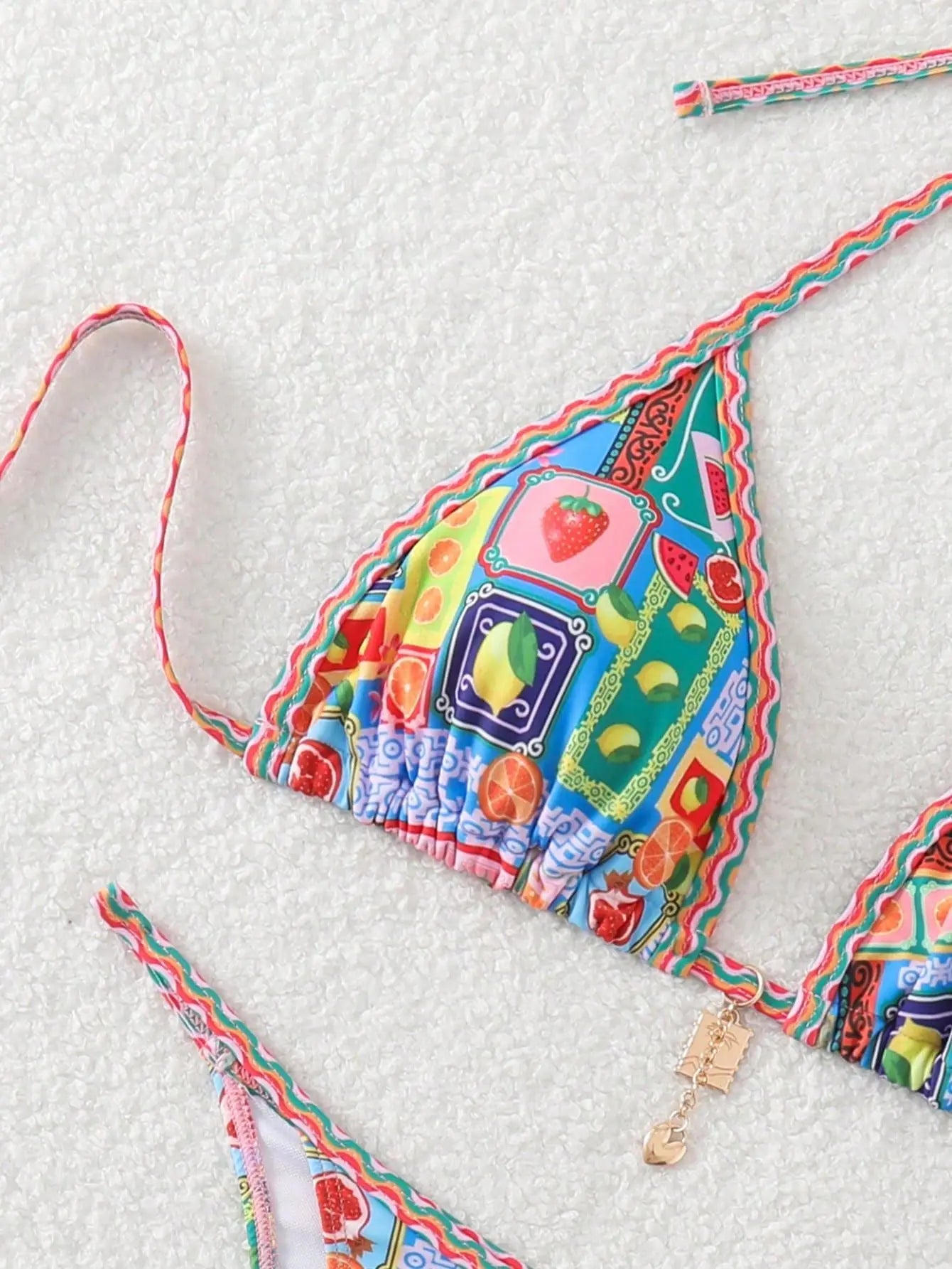 Sexy Tropical Print Bikini Set 2025 Women Halter Push Up Bra Thong Swimsuit Summer Holiday Bathing Suit Micro Swimwear Biquini