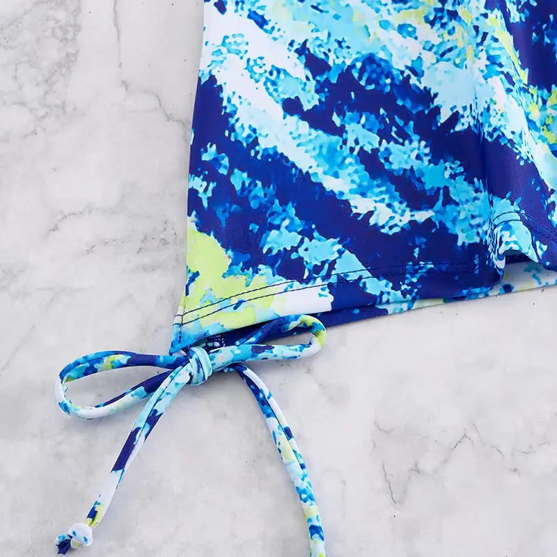 2026 Printed Tankini Set Two Pieces Swimsuit Women Drawstring Swimwear Female & Long knee Shorts Bathing Swimming Swim Suit