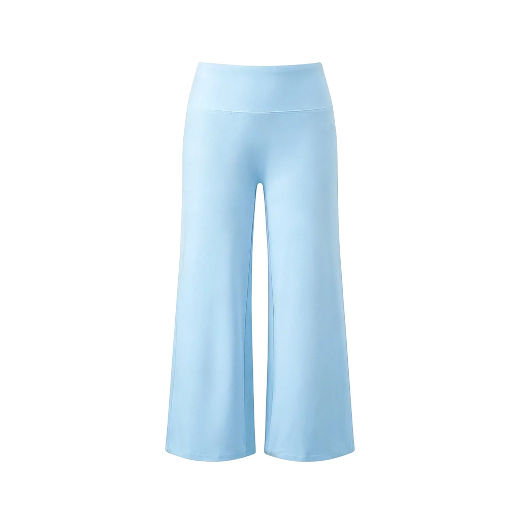 Women Solid Color Capri Pants High Waist Skinny 3/4 Length Flared Pants Casual Loose Fit Cropped Jogging Trousers Daily Summer