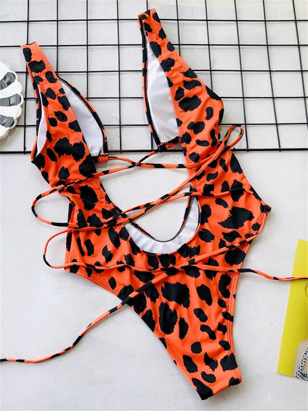 Sexy Red Swimsuit Micro String Bikini Hollow Out Backless Monokini Women One-Piece Vacation Swimwears Bikinis Beach Bathing Suit