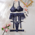 Toucheart 4PCS Lingerie Sexy Set Solid Color Cut-out Garter Strap Slim See-through Butterfly Fine Knot Shoulder Strap Bra