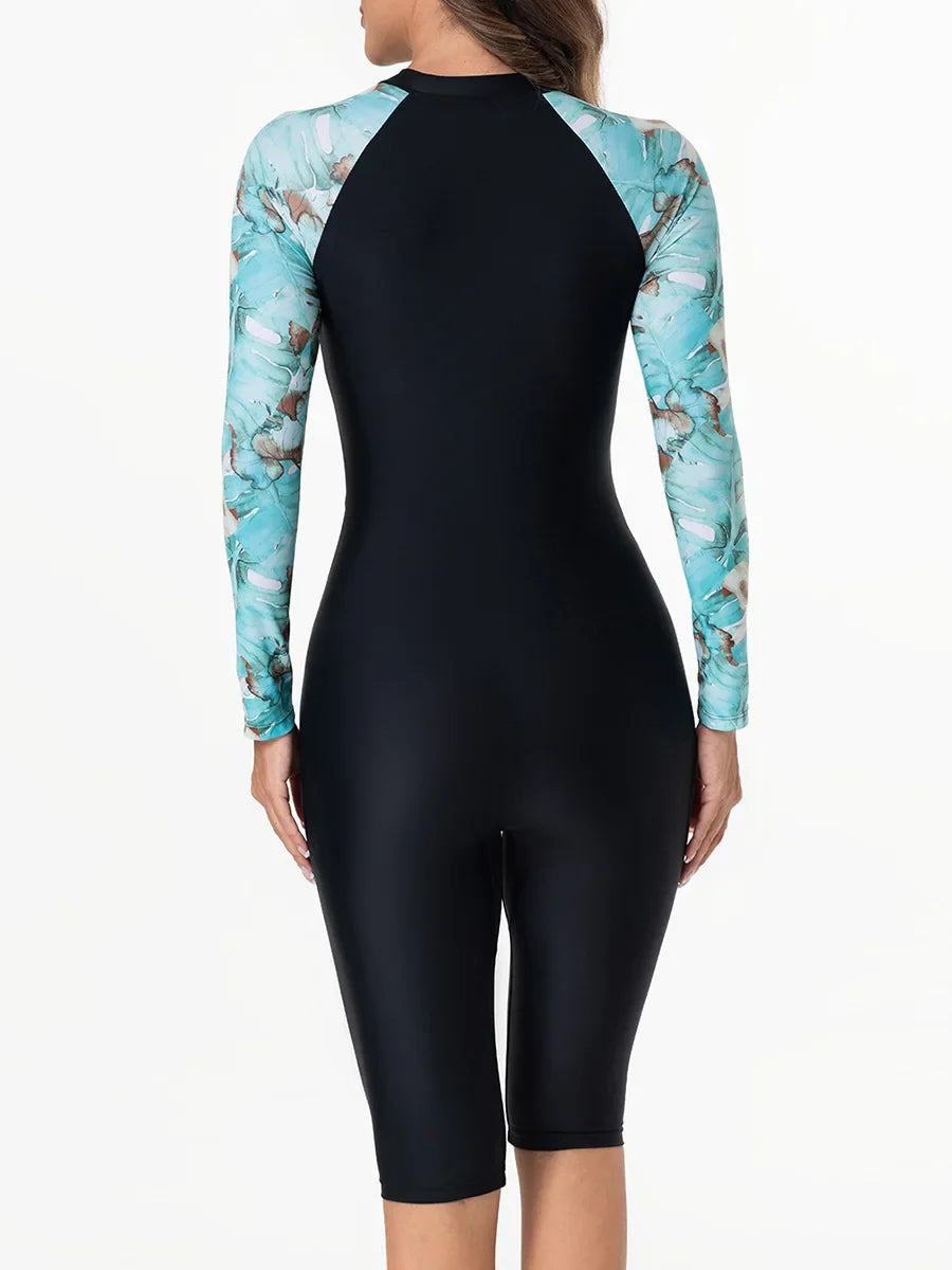 2026 Zipper Slim Swimsuit Women Long Sleeve & Knee One Piece Swimwear Female Bather Bathing Swimming Swim Surf Suit Beachwear
