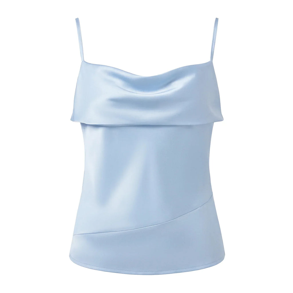 Womens  Tank Tops Solid Color Satin Cowl Neck Spaghetti Strap Going Out Vest Summer Daily Casual Elegant Camis Streetwear