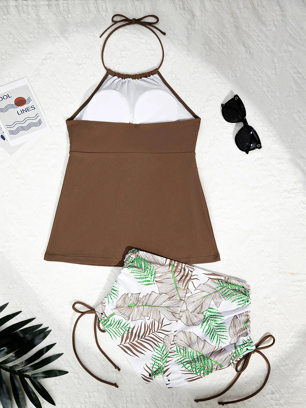 2026 Women's Bikini 2-piece Swimwear Tankini Set Sexy Halter Black Bathing Suit  Floral Print Drawstring High Waist Swimsuit