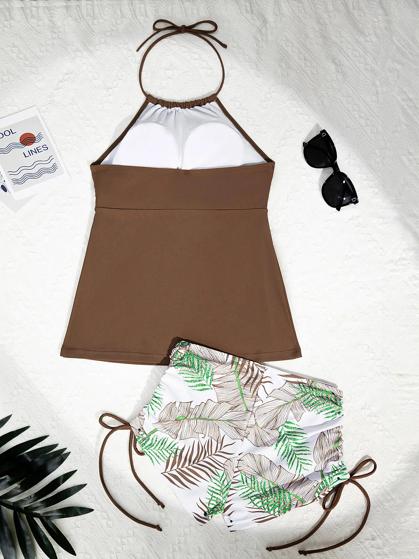 2026 Women's Bikini 2-piece Swimwear Tankini Set Sexy Halter Black Bathing Suit  Floral Print Drawstring High Waist Swimsuit