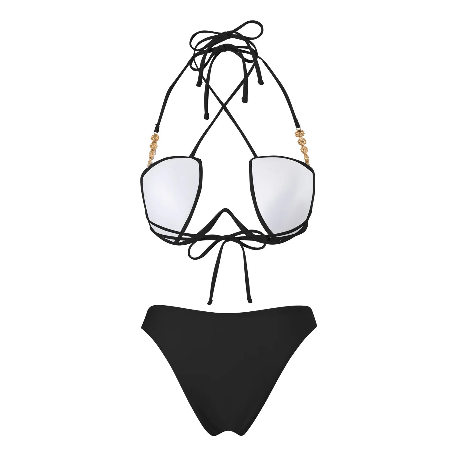 Halter Pearls V-Bar Underwired Bra Cup Bikini Women Swimwear Female Swimsuit Two-pieces Bikini Set Push Up Bathing Suit Swim