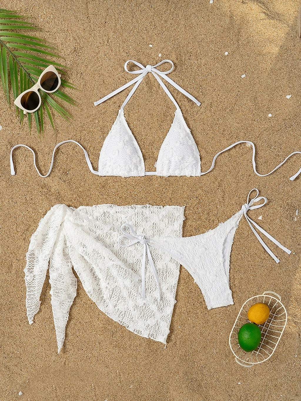 DEKA Triangle Tulle Bikini Set New Sexy Women Swimsuit 3 Pieces Swimwear Female Brazil Bikini Set Bathing Suit Swimming Suit