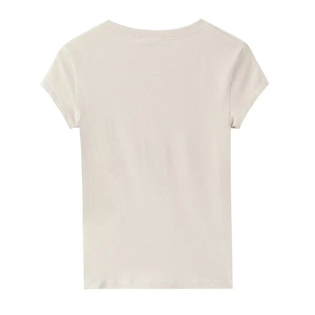 Women's Short-Sleeve Slim-Fit Simple V-Neck T-Shirt Colors Women V Neck Slim Fit Short Sleeve T Shirt Casual Top For Summer K1LO