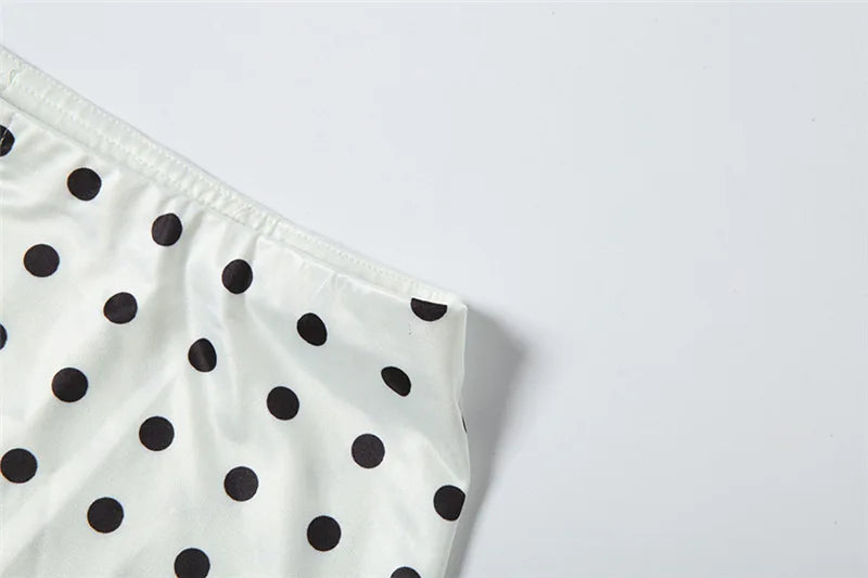 FDYOUI Elegant Polka Dot White Skirts for Women Chic Low Waist Lace Patchwork Mid-calf Skirt Office Lady Slim Dress Streetwear