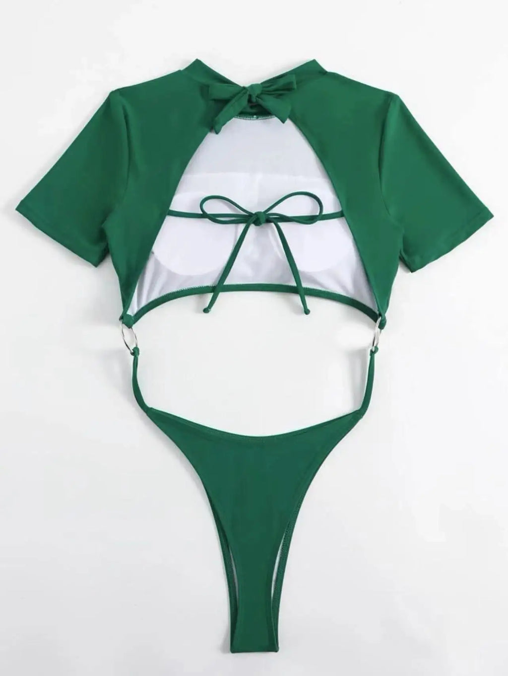 XS - L Mini Micro Thong Short Sleeve One Piece Swimsuit Women Female Swimwear Cut Cut Monokini High Cut Bathing Suit Swim Lady