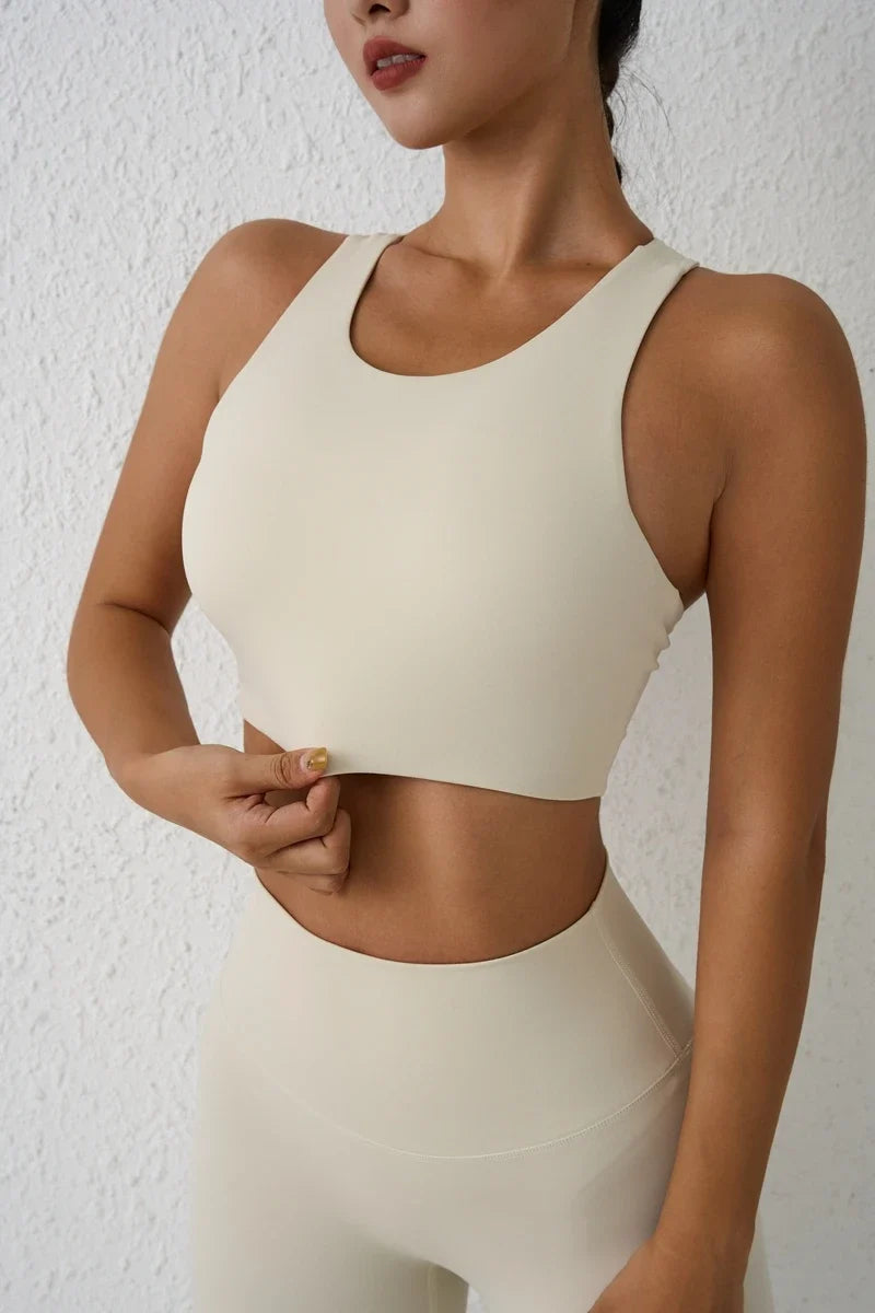 DIAS FIT JOY Nylon Beauty Back Sports Bra Women's Shockproof Yoga Bra Gathering Running Sports Vest