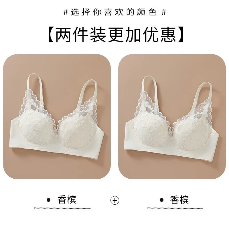 Japanese Sexy Spitze Büstenhalter ohne Bügel, Push Up für kleine Brust, Seitlich glättend, Anti-Sagging, Neu Bestseller MOYISU B
