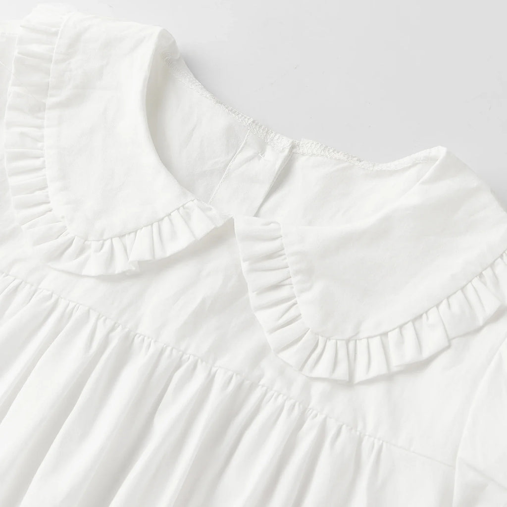 Women Casual White Mini Dress Short Sleeve Doll Collar Loose Shirt Dress 2026 Summer Retro Streetwear