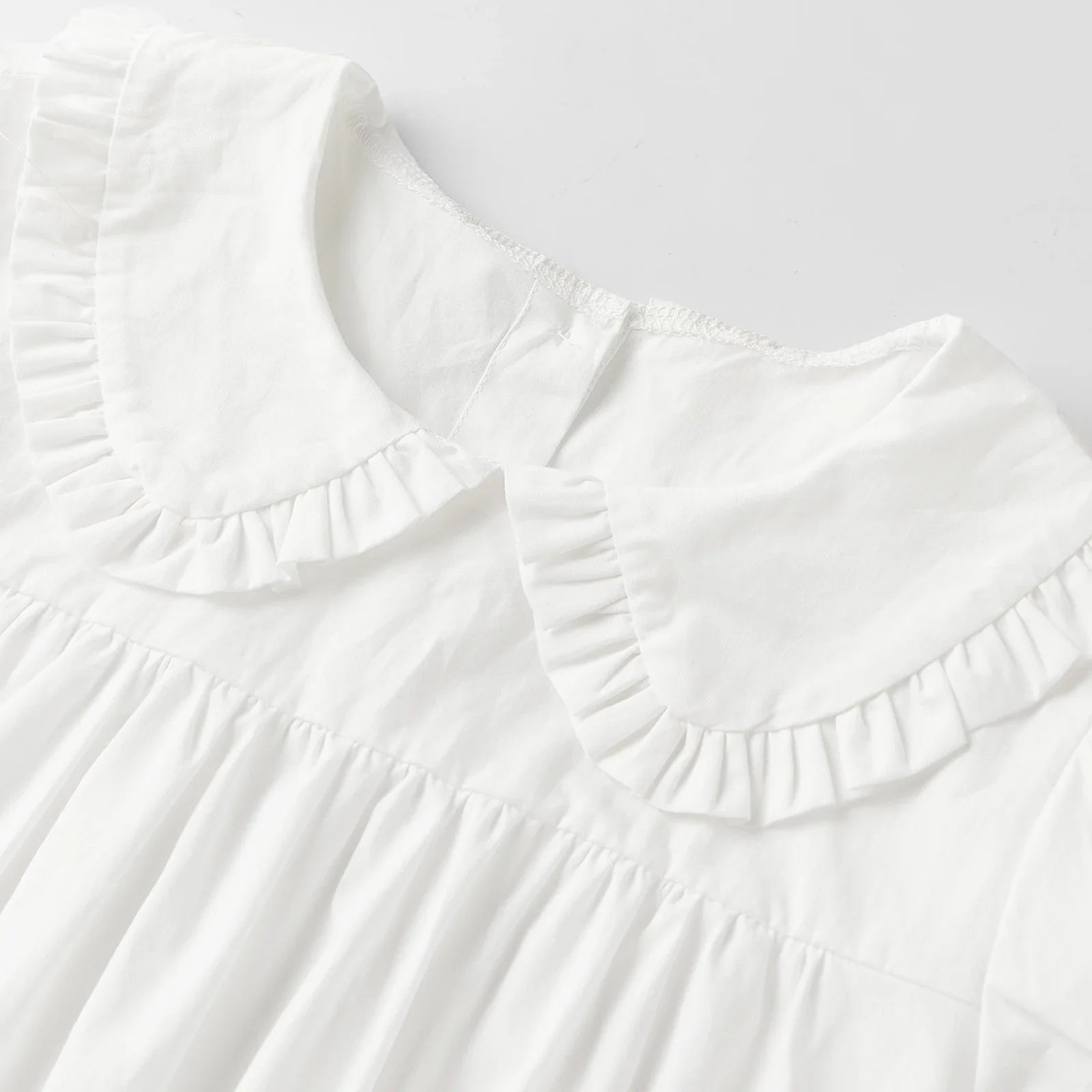 Women Casual White Mini Dress Short Sleeve Doll Collar Loose Shirt Dress 2026 Summer Retro Streetwear