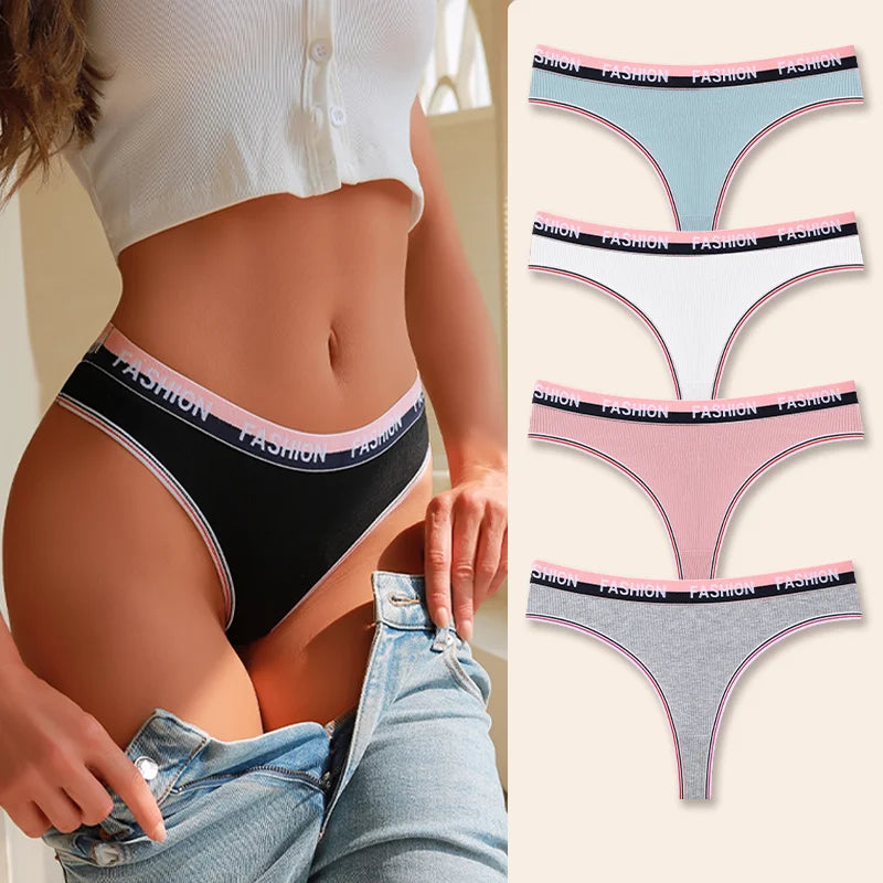 4Pcs Women's Seamless Cotton Briefs Intimates Sexy Panties Solid Color Breathable Underwear Female Low Waist Soft Lingerie S-XL