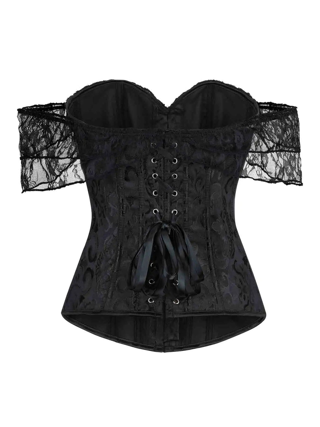 Corset's new retro lace fishbone body-shaping shirt with shoulder straps and bubble sleeves gathered to hold the sternum.