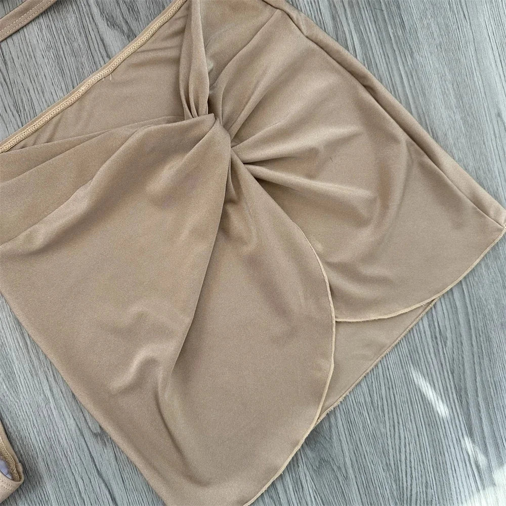 3 Piece Bikini Women Swimsuits 2026 Female Swimwear Beachwear Swimming Suit Bathing Suit Bikini Set One Shoulder Biquini