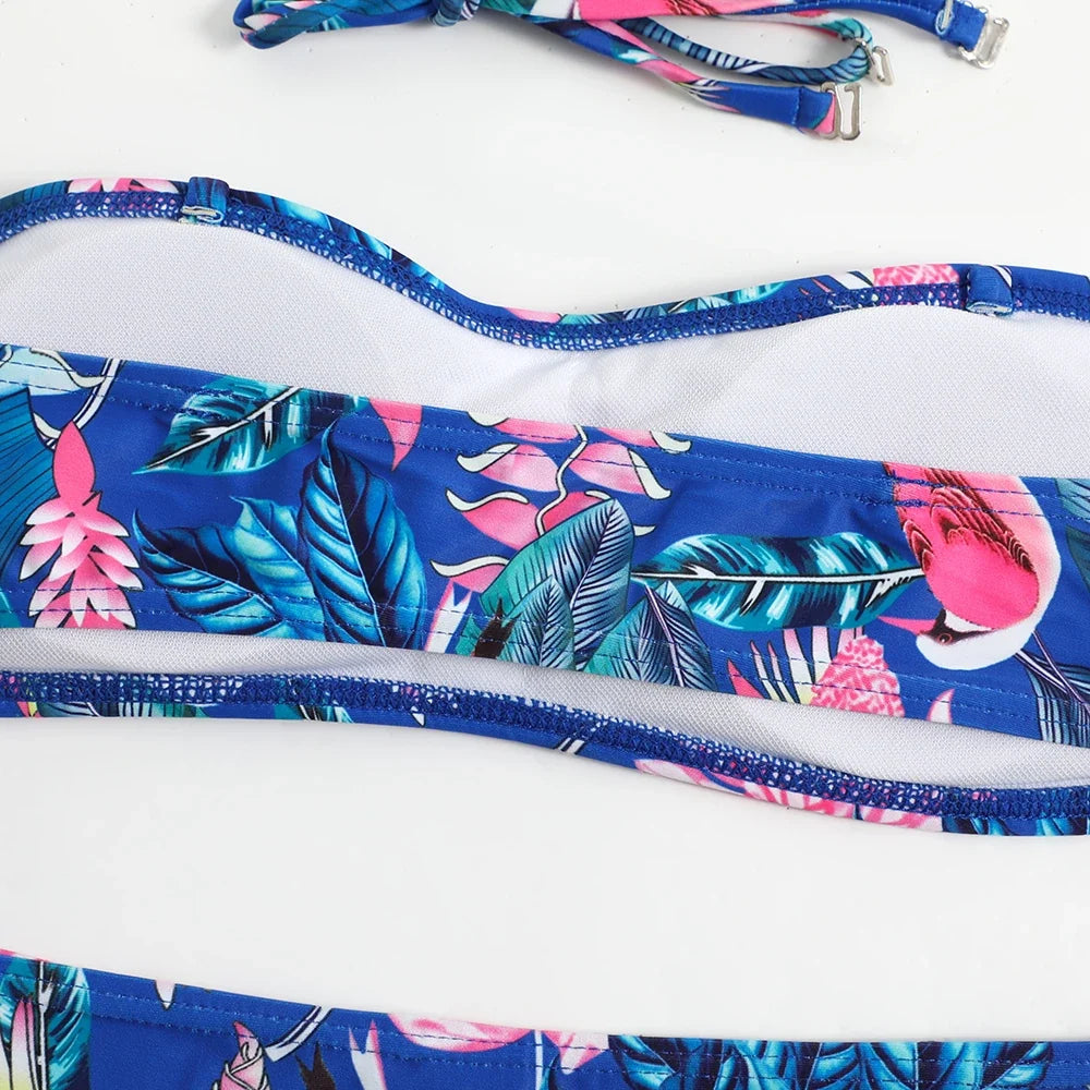 2025 Print Strapless Two Piece Bikini Set Women Swimwear Female Swimsuit Bathers Bathing Swimming Suit Beachwear Summer
