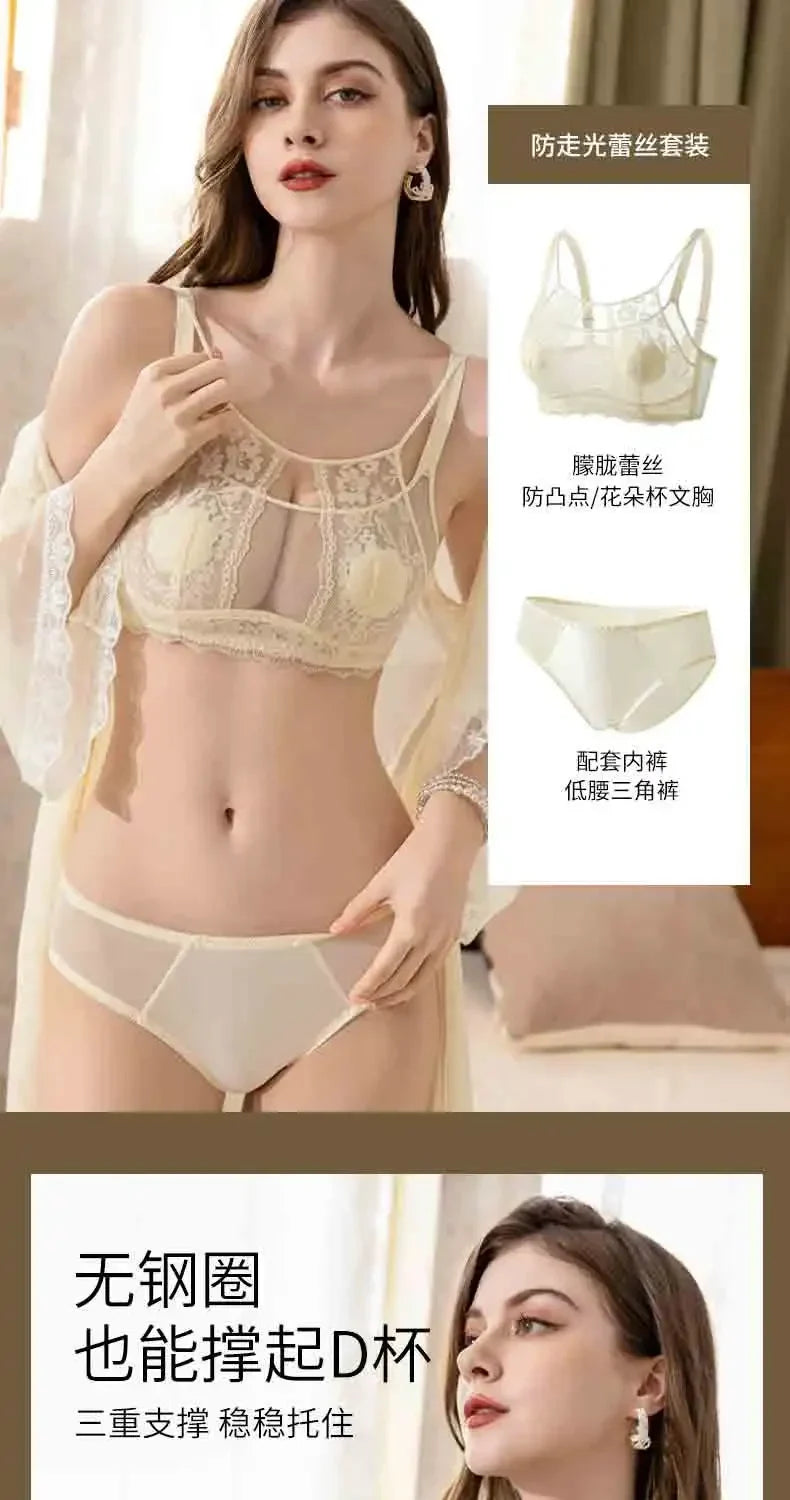 MOYISU Grande Taille Ultra Thin Bra Sheer Lingerie High Bust Anti Sagging Support Push Up Sexy Summer Bralette Large Cup Women