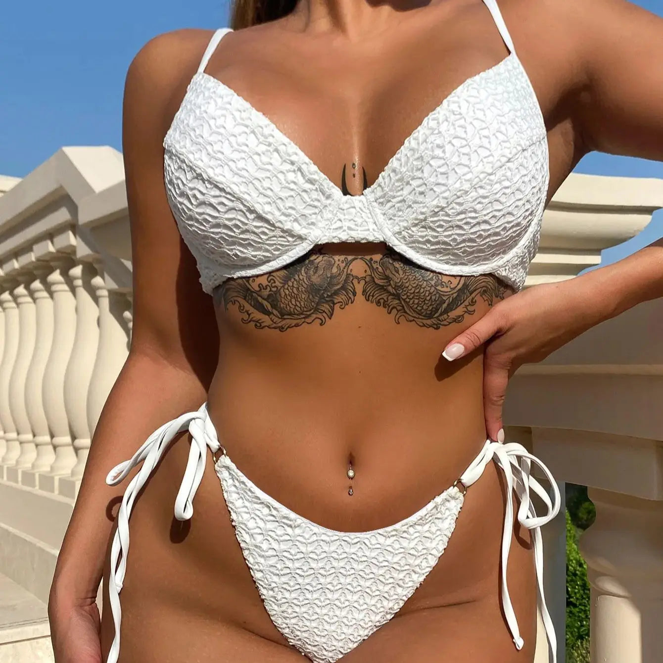 DEKA Women Swimwear Underwire Push Up Bikini Set Summer Fashion Lace Bandage Bra+Briefs Match Bathing Suit Holiday Beachwear