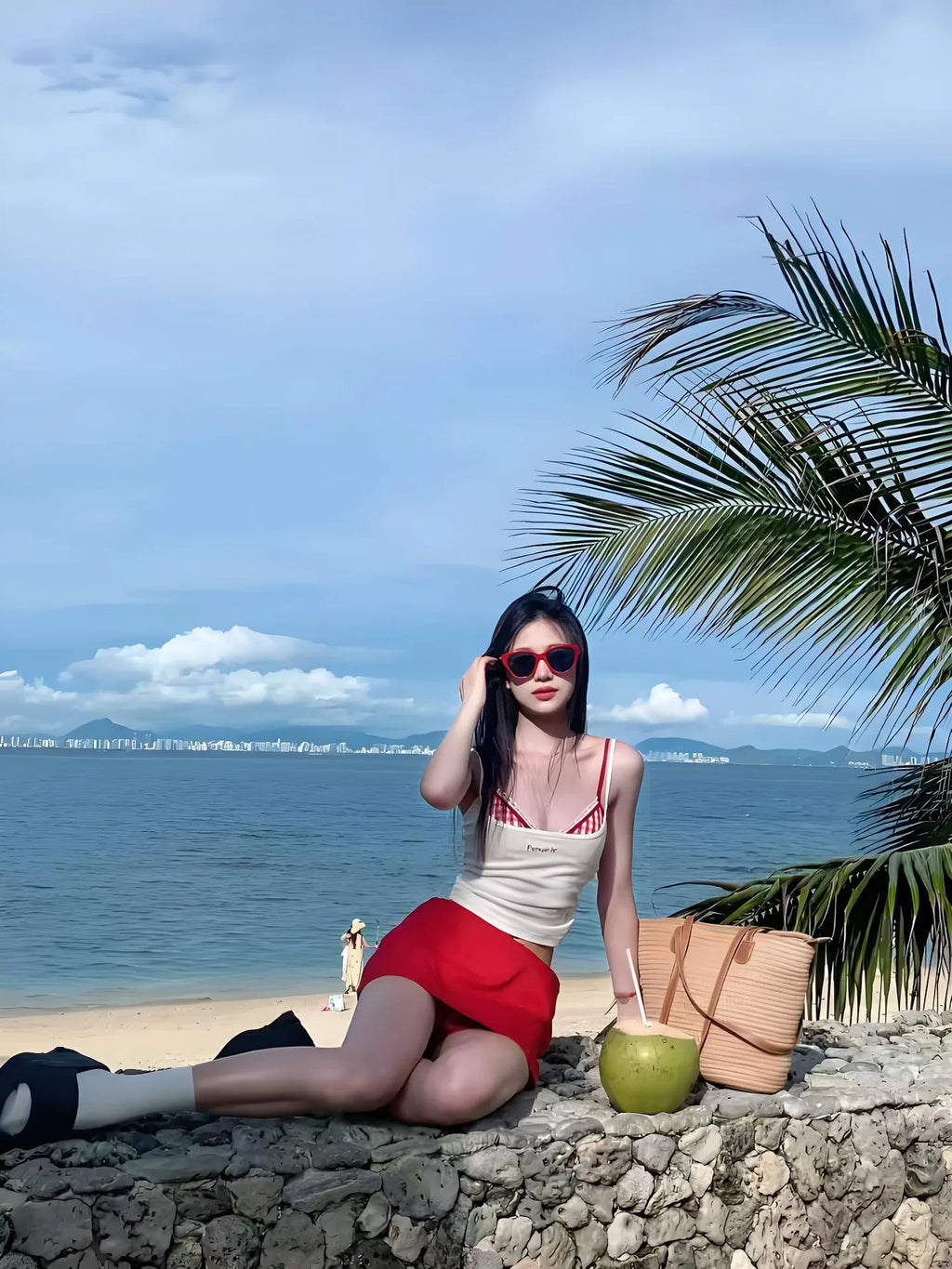 Summer New Pure Desire Style Spicy Girl Shoulder Strap Vest Women's Slim and Versatile Beach Resort Swimsuit