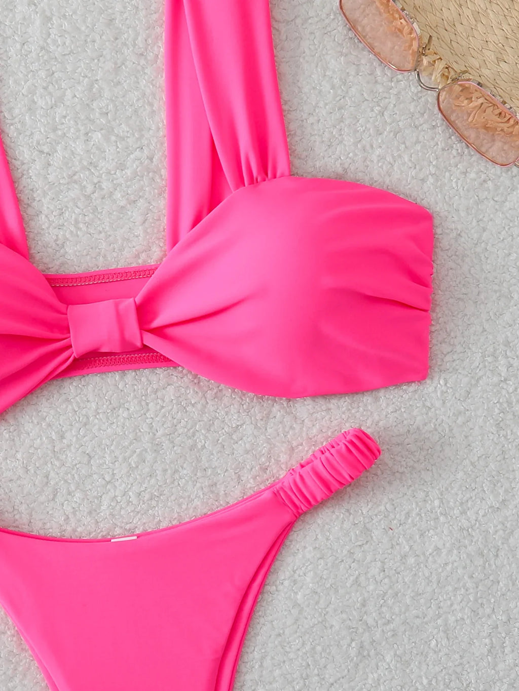 Strappy Bandeau Thong Bikinis 2026 Women Sexy Swimsuit Solid Brazilian Swimwear Female Bathers Bathing Swimming Swim Suit