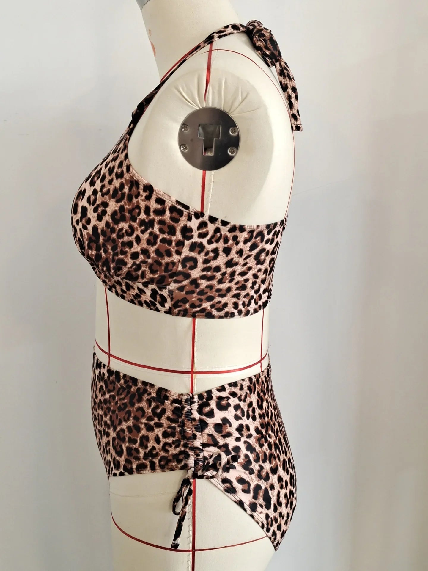 NEW Large Plus Size 2 Pieces Bikini High Waist Swimsuit Women Leopard Swimwear Female Bather Bathing Swimming Swim Suit