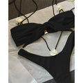 Floral Bikinis Push Up Women Swimsuits 2024 Sexy Bandeau Swimwear Brazilian Bikini Set Solid Biquini Black Beachwear Female
