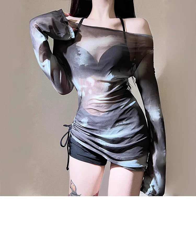 Ins Style Bikini Swimsuit Split Three Piece Set Sexy Belly Covering Slimming Hot Spring Swimsuit