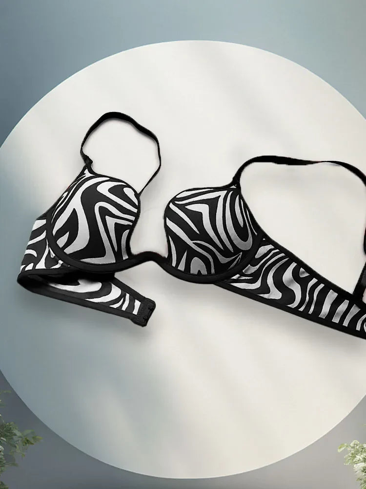 Women's Deep V Plunge Underwire Padded Push Up T-Shirt Bra Printed Minimizer Unlined Bras with Underwire