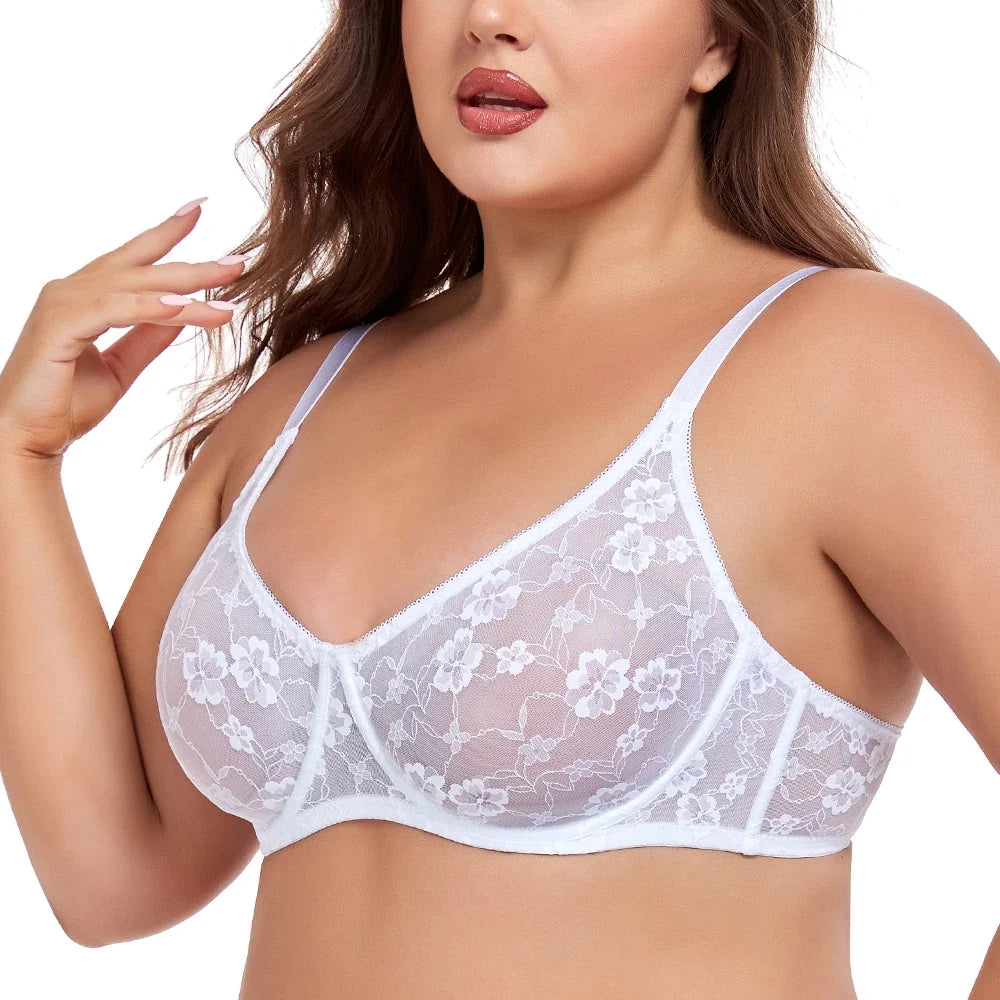 Ultra Thin Plus Size Womens Underwire Support Bra Adjustable Straps No Padding Comfort Leisure Sexy Brassiere