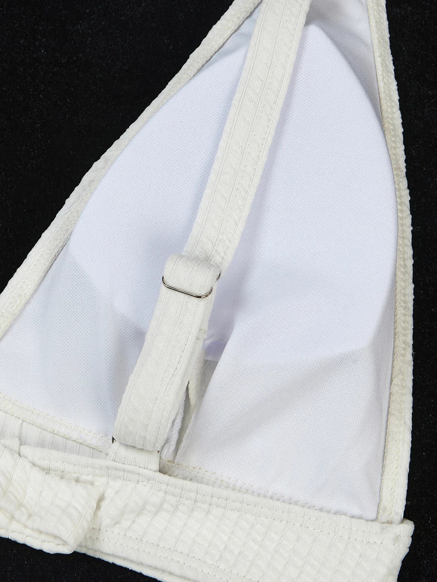 2026 Triangle High Waist Bikini Solid Strappy Swimwear Female Sexy Swimsuit Women Bathers Bathing Swimming Swim Suit Beachwear