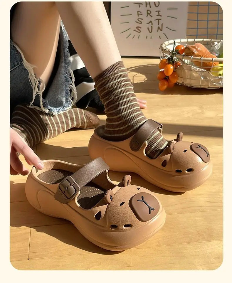 2025 New Cute Cartoon Slippers For Women Fashion Clogs Anti-slip Summer Shoes Girls Street Sandals 2 Way Wear Beach Slides