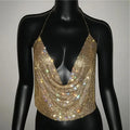 Festival Brilliant Rhinestone Backless Party Crop Top Women 2025 Summer Glitter Evening V Neck Diamonds Metal Tank Tops