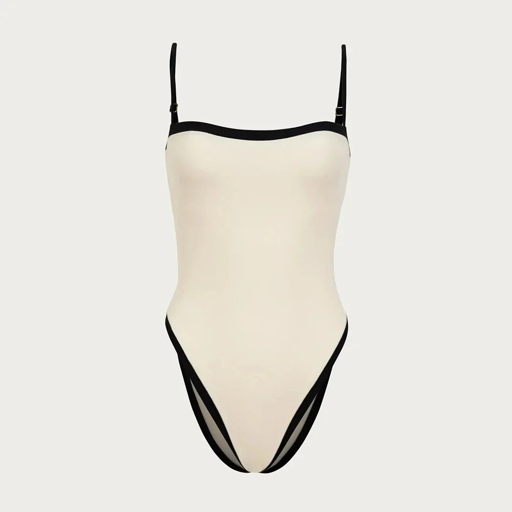 One Piece Swimsuit 2024 New Vintage Retro Swimwear Women Swimsuit Bandeau Bathing Suit Beachwear Monokini Female Swimming Suits
