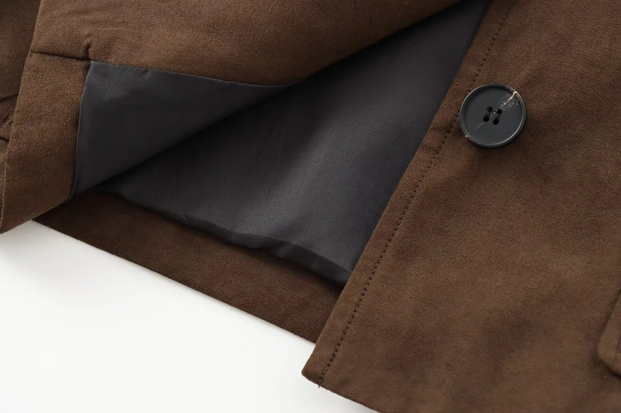 Foridol Buttons Brown Suede Jacket Autumn for Women Pockets Casual Turn Down Collar Short Jacket Femme Veste Chic New Coat