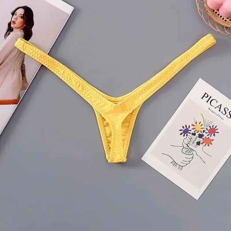 4PCS Thong Sexy Low Waist Mini Panties Deep V Thong Women's Breathable One Line Bikini Bottom Thong Female Panty Women Underwear