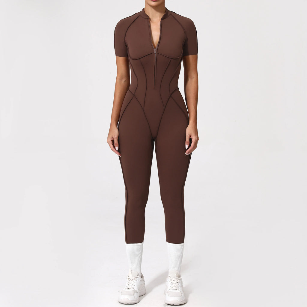 With Zipper Hollow Back Yoga Jumpsuit Sportswear Women Gym Clothes Running Fitness Yoga Backless Bodysuit
