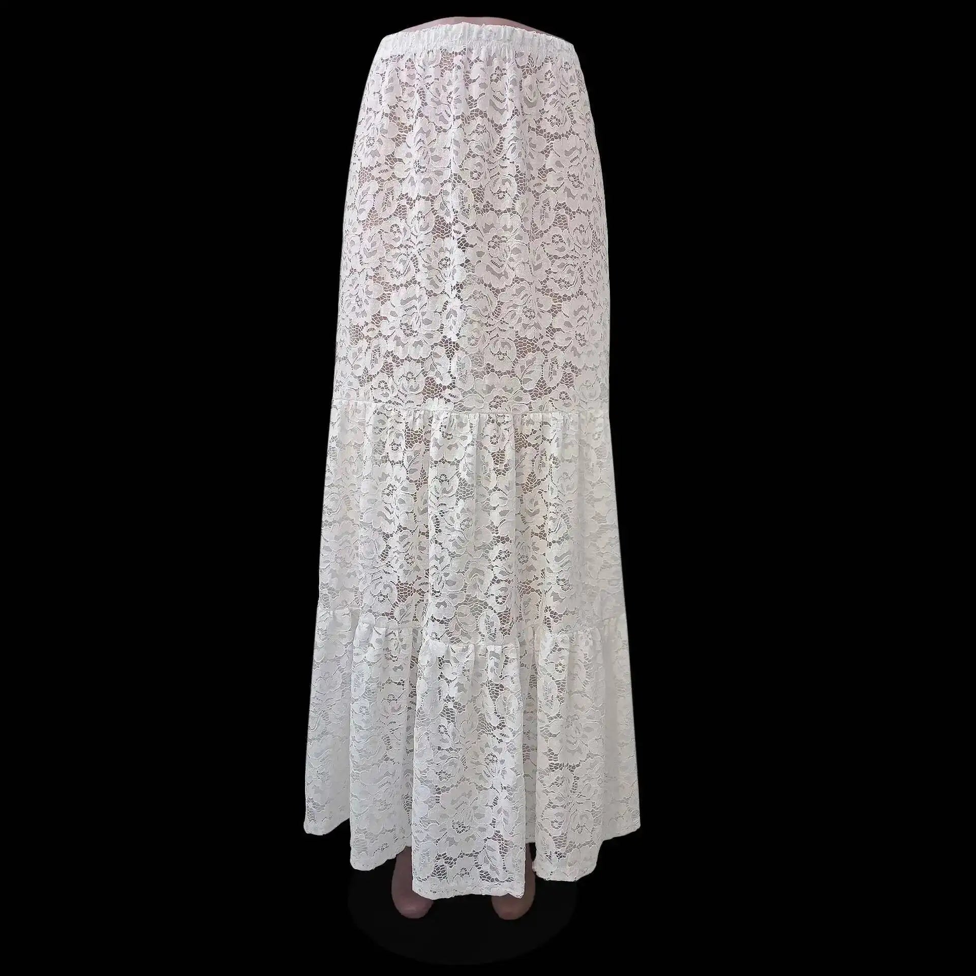 Mesh Sheer Lace Skirts Women High Waist Street Fashion Loose Hollow Out Long Skirt Party Sexy Patchwork Clubwear 2026 50JZ