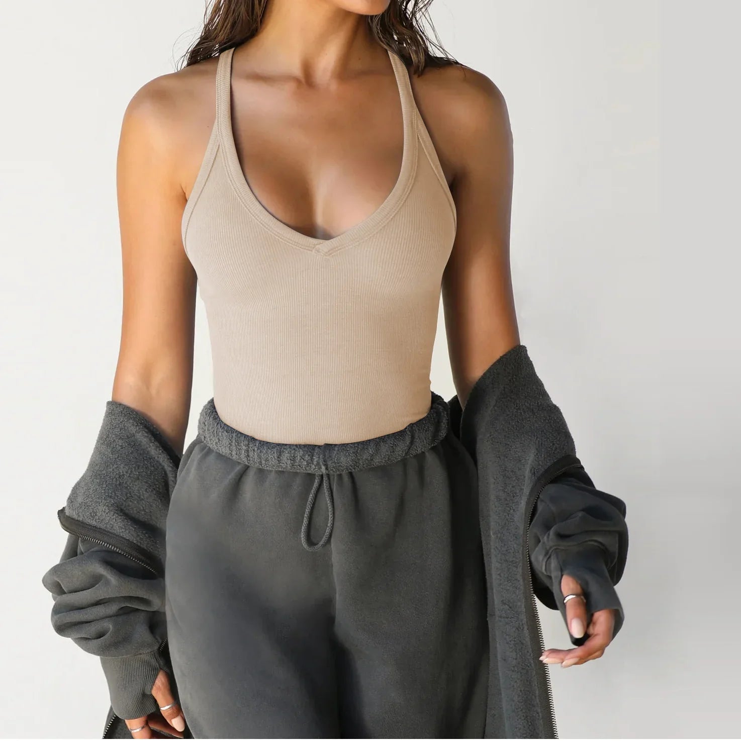 Sporty Style Tank Top Women Yoga Style Vest Solid Color Slim Fit Strapless Sportswear 2026 New Summer Dress up Female Clothing