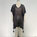 Sexy Short Sleeve Hollow Out Crochet Knitted Tunic Beach Cover Up Cover-ups Beach Dress Beach Wear Beachwear Female Women K6686