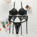 INENEMIS 3-Piece Black Bra Set Women lace sexy Lingerie sex Set Ladies Sexy Panty Underwear Set A2213