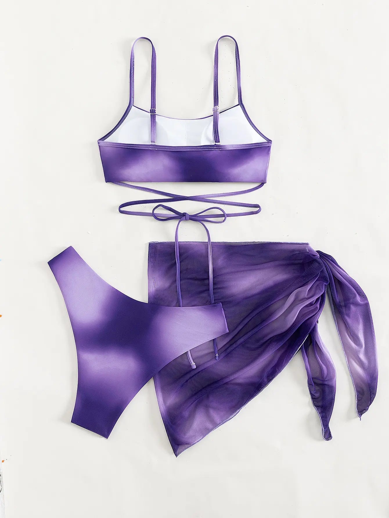3 Pieces Ombre Lace Up Bikini Swimsuit & Beach Skirt Sexy Swimwear Women 2026 Bathing Swimming Swim Suit Female Summer Beachwear